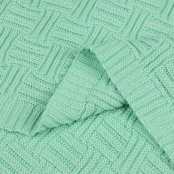 100% Cotton Throw Blanket Soft Lightweight Couch Blankets 50"x 60" Light Green - Picture 5 of 6